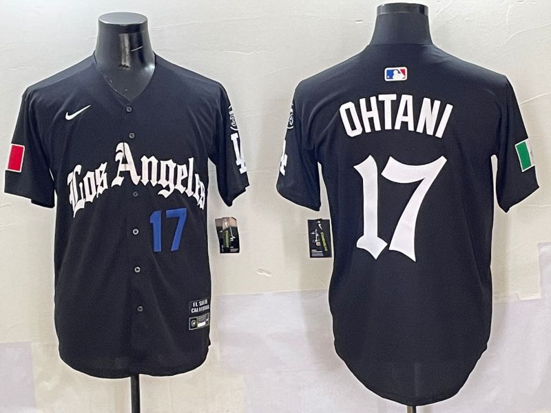 Men Los Angeles Dodgers #17 Ohtani Black Five generations Joint Name 2025 Nike MLB Jersey style 3->->